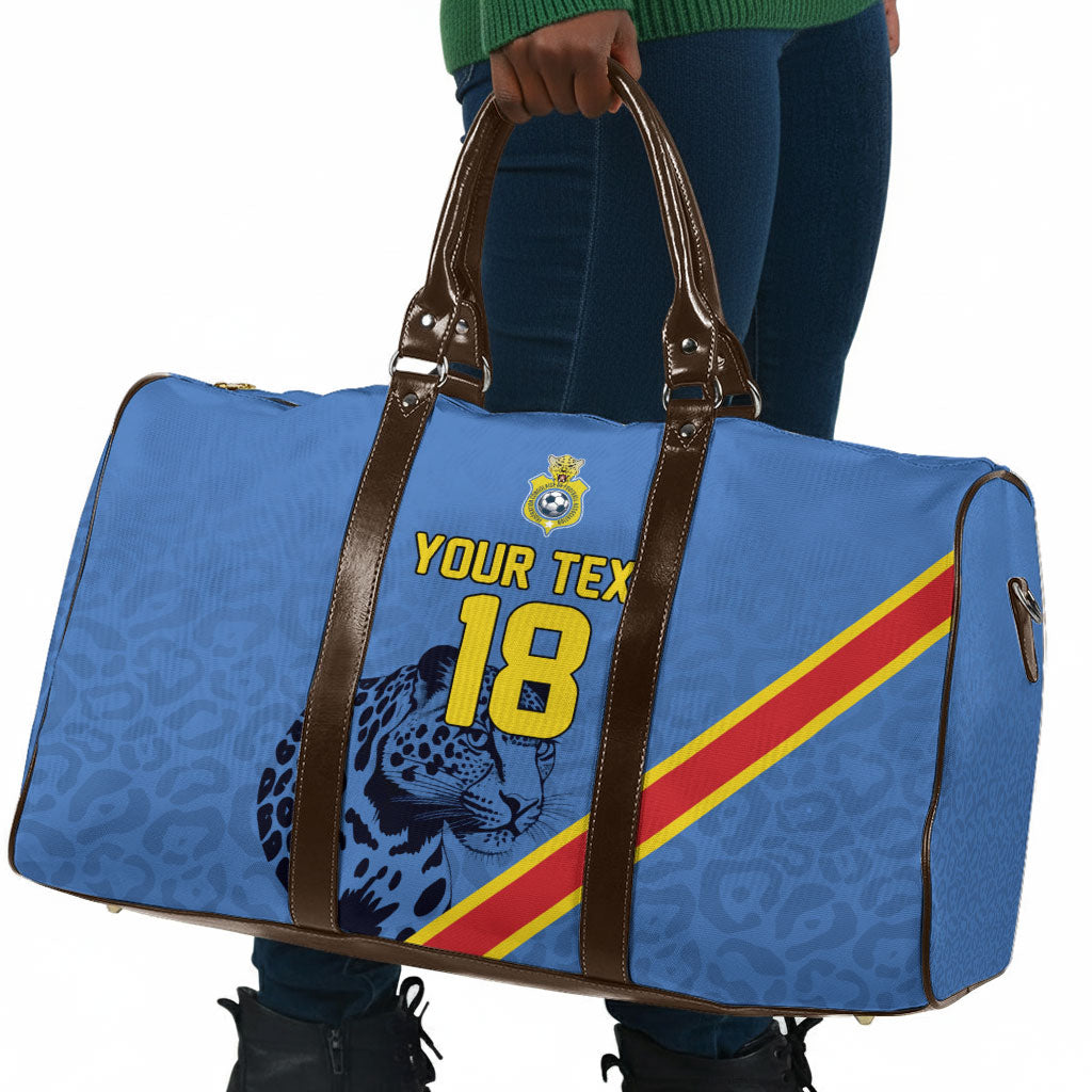 Custom DR Congo Football Travel Bag Leopard Pride Heritage Edition
