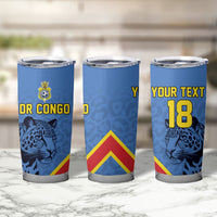 Custom DR Congo Football Tumbler Cup Leopard Pride Heritage Edition