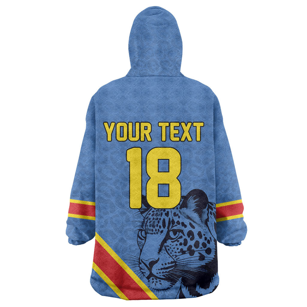 Custom DR Congo Football Wearable Blanket Hoodie Leopard Pride Heritage Edition