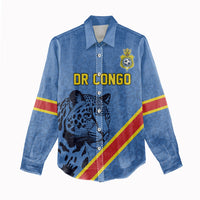 Custom DR Congo Football Women Casual Shirt Leopard Pride Heritage Edition