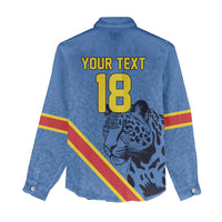 Custom DR Congo Football Women Casual Shirt Leopard Pride Heritage Edition