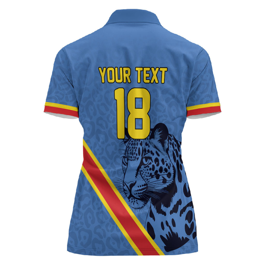 Custom DR Congo Football Women Polo Shirt Leopard Pride Heritage Edition
