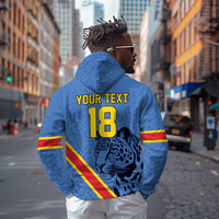 Custom DR Congo Football Zip Hoodie Leopard Pride Heritage Edition