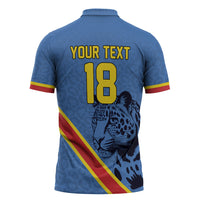 Custom DR Congo Football Zipper Polo Shirt Leopard Pride Heritage Edition