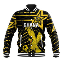 Custom Ghana Football Baseball Jacket Golden Black Star Eagle Heritage