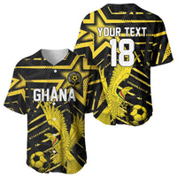 Custom Ghana Football Baseball Jersey Golden Black Star Eagle Heritage