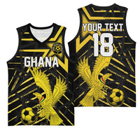 Custom Ghana Football Basketball Jersey Golden Black Star Eagle Heritage