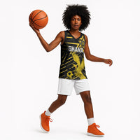 Custom Ghana Football Basketball Jersey Golden Black Star Eagle Heritage