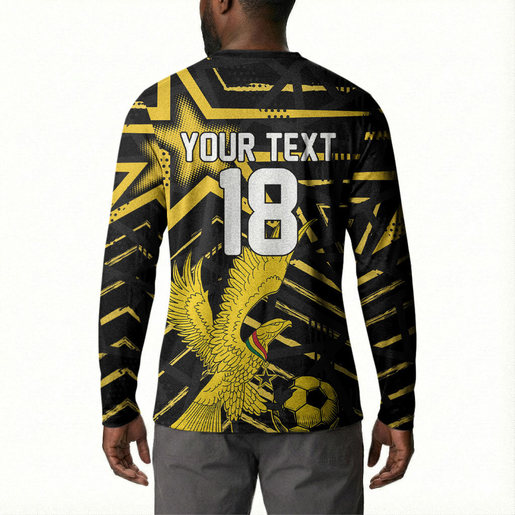 Custom Ghana Football Button Sweatshirt Golden Black Star Eagle Heritage