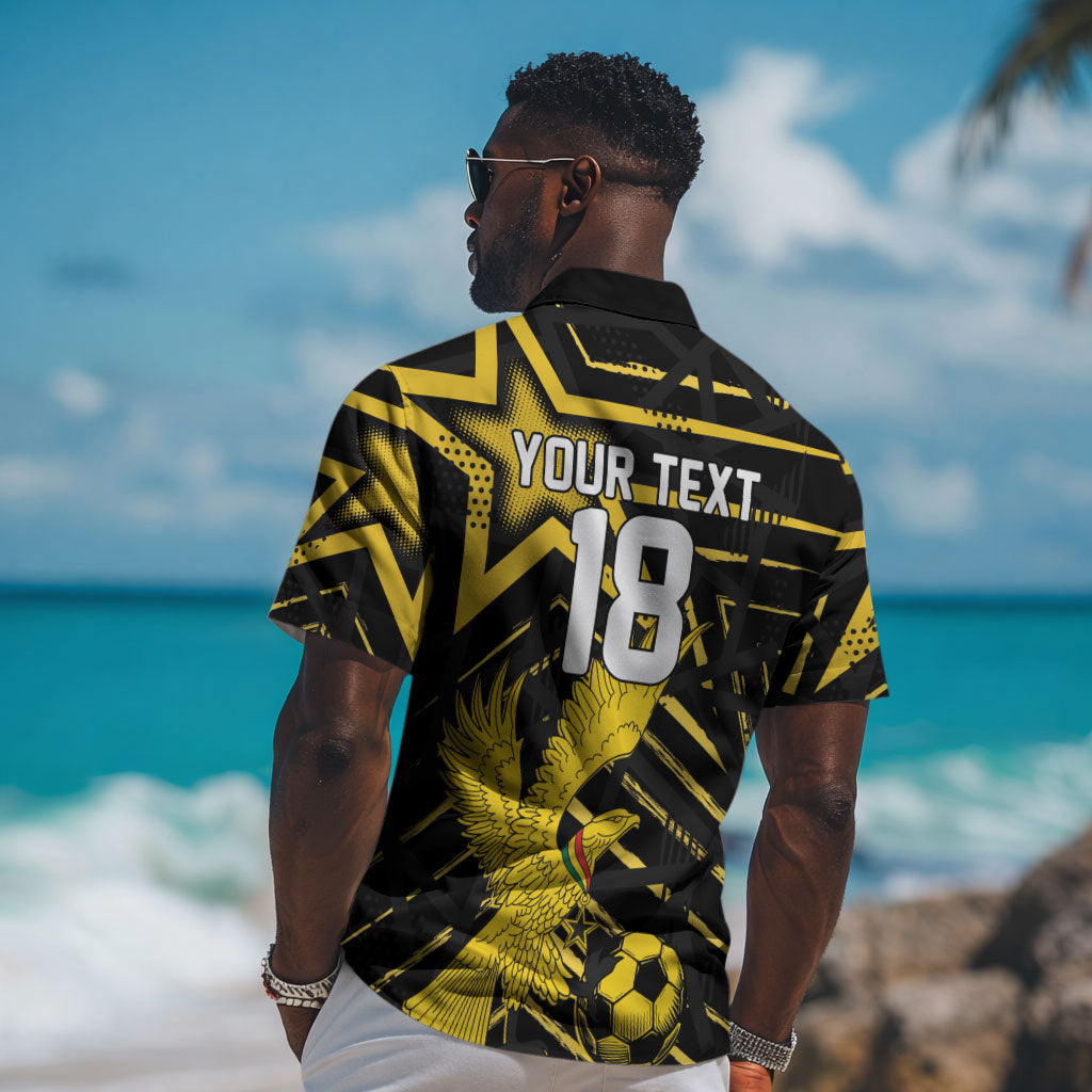 Custom Ghana Football Hawaiian Shirt Golden Black Star Eagle Heritage LT18