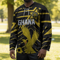 Custom Ghana Football Hockey Jersey Golden Black Star Eagle Heritage