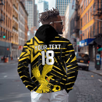 Custom Ghana Football Hoodie Golden Black Star Eagle Heritage