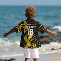 Custom Ghana Football Kid Hawaiian Shirt Golden Black Star Eagle Heritage