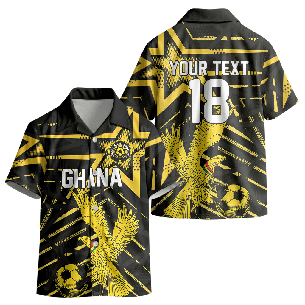 Custom Ghana Football Kid Hawaiian Shirt Golden Black Star Eagle Heritage LT18
