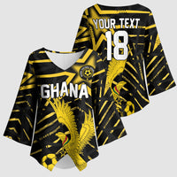Custom Ghana Football Kimono Sleeve Blouse Golden Black Star Eagle Heritage