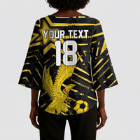 Custom Ghana Football Kimono Sleeve Blouse Golden Black Star Eagle Heritage