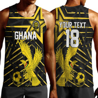 Custom Ghana Football Men Tank Top Golden Black Star Eagle Heritage