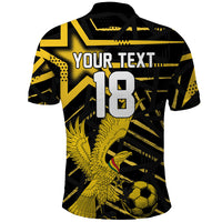 Custom Ghana Football Polo Shirt Golden Black Star Eagle Heritage