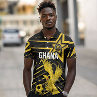 Custom Ghana Football Polo Shirt Golden Black Star Eagle Heritage