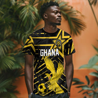 Custom Ghana Football T shirt Golden Black Star Eagle Heritage