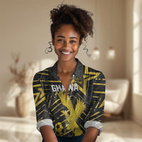 Custom Ghana Football Women Casual Shirt Golden Black Star Eagle Heritage