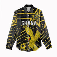 Custom Ghana Football Women Casual Shirt Golden Black Star Eagle Heritage