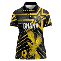 Custom Ghana Football Women Polo Shirt Golden Black Star Eagle Heritage