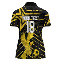 Custom Ghana Football Women Polo Shirt Golden Black Star Eagle Heritage