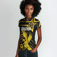Custom Ghana Football Women Polo Shirt Golden Black Star Eagle Heritage