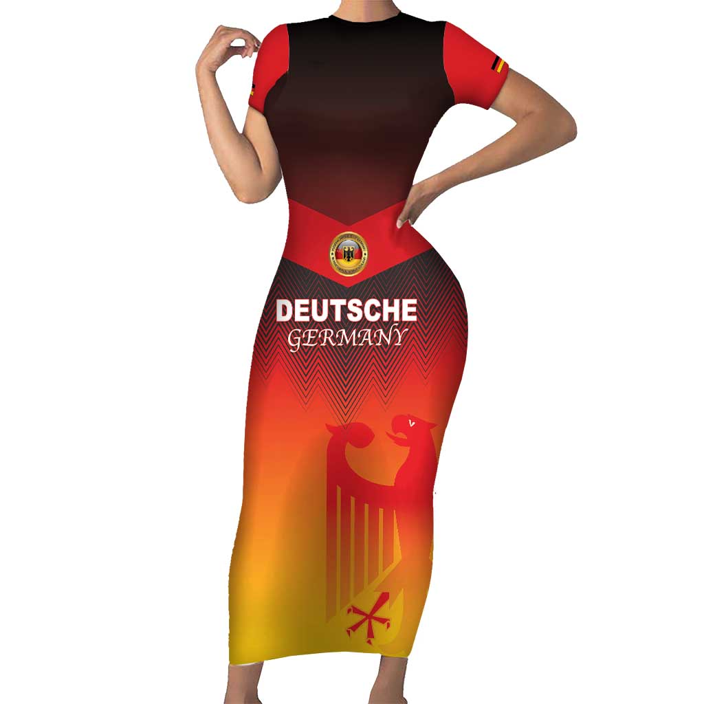 Custom Germany Football Short Sleeve Bodycon Dress Special Flag Style - Wonder Print Shop