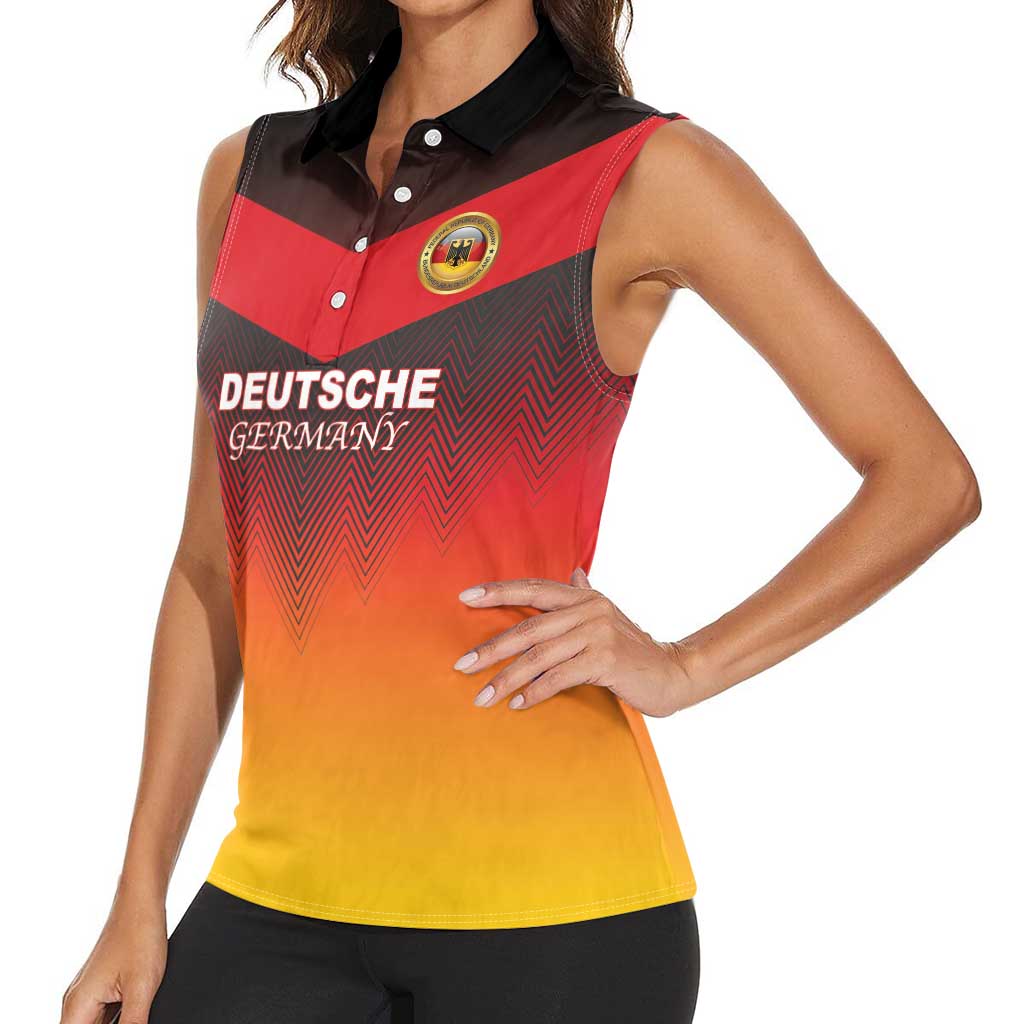 Custom Germany Football Women Sleeveless Polo Shirt Special Flag Style - Wonder Print Shop