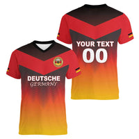 Custom Germany Football Women V-Neck T-Shirt Special Flag Style - Wonder Print Shop