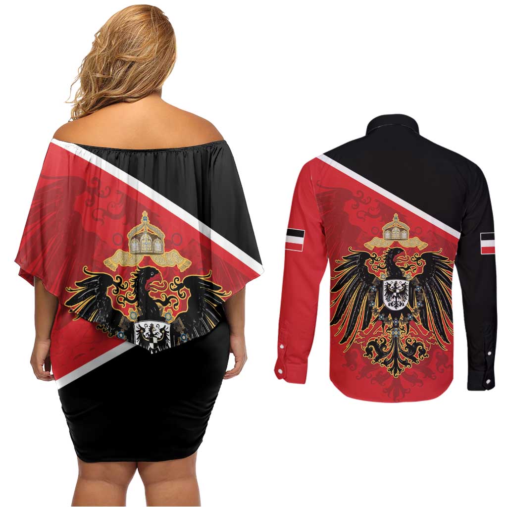 German Empire 1871-1918 Couples Matching Off Shoulder Short Dress and Long Sleeve Button Shirt Flag Color Inspiration - Wonder Print Shop
