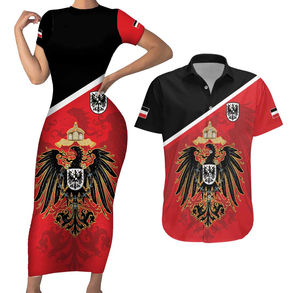 German Empire 1871-1918 Couples Matching Short Sleeve Bodycon Dress and Hawaiian Shirt Flag Color Inspiration - Wonder Print Shop