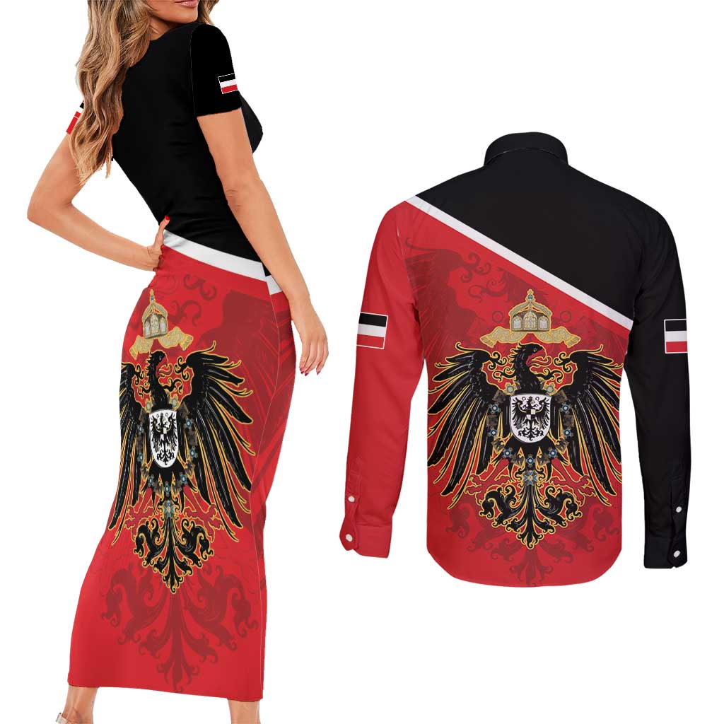 German Empire 1871-1918 Couples Matching Short Sleeve Bodycon Dress and Long Sleeve Button Shirt Flag Color Inspiration - Wonder Print Shop