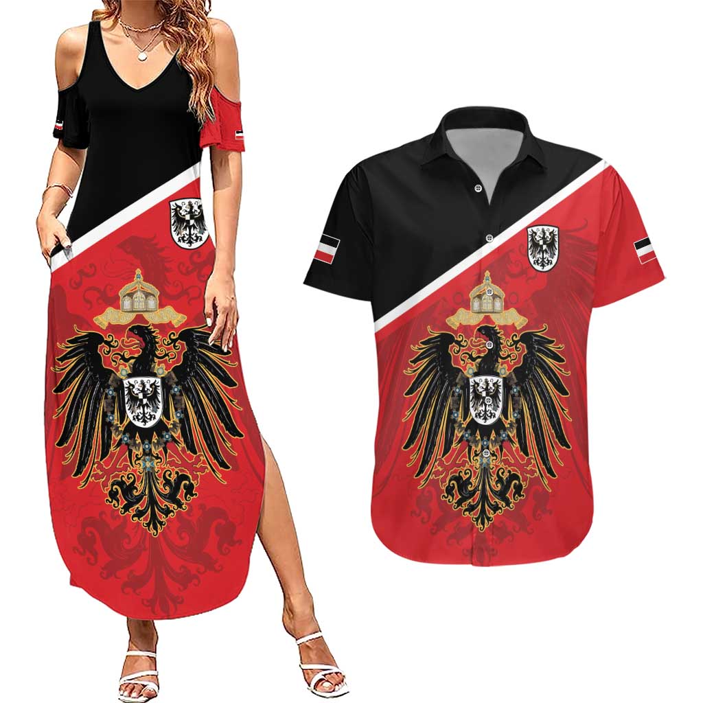 German Empire 1871-1918 Couples Matching Summer Maxi Dress and Hawaiian Shirt Flag Color Inspiration - Wonder Print Shop