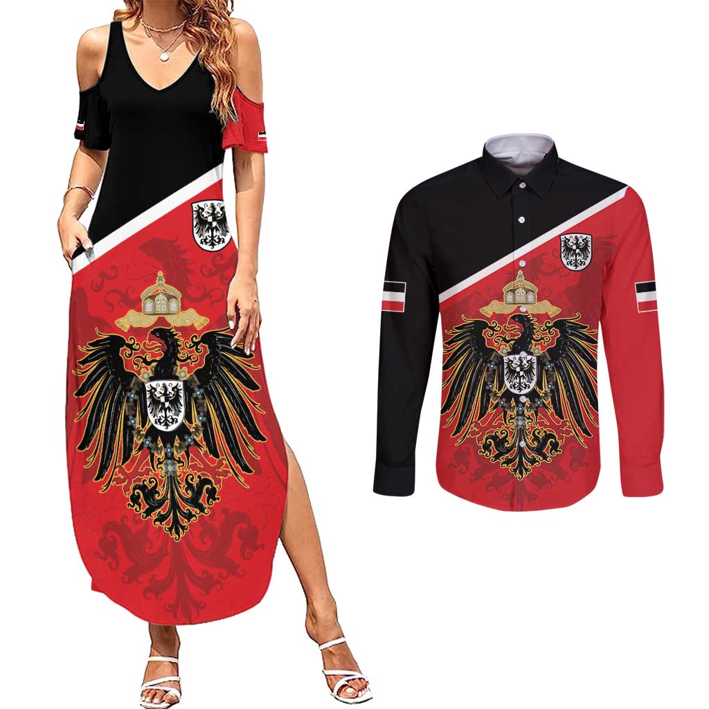 German Empire 1871-1918 Couples Matching Summer Maxi Dress and Long Sleeve Button Shirt Flag Color Inspiration - Wonder Print Shop
