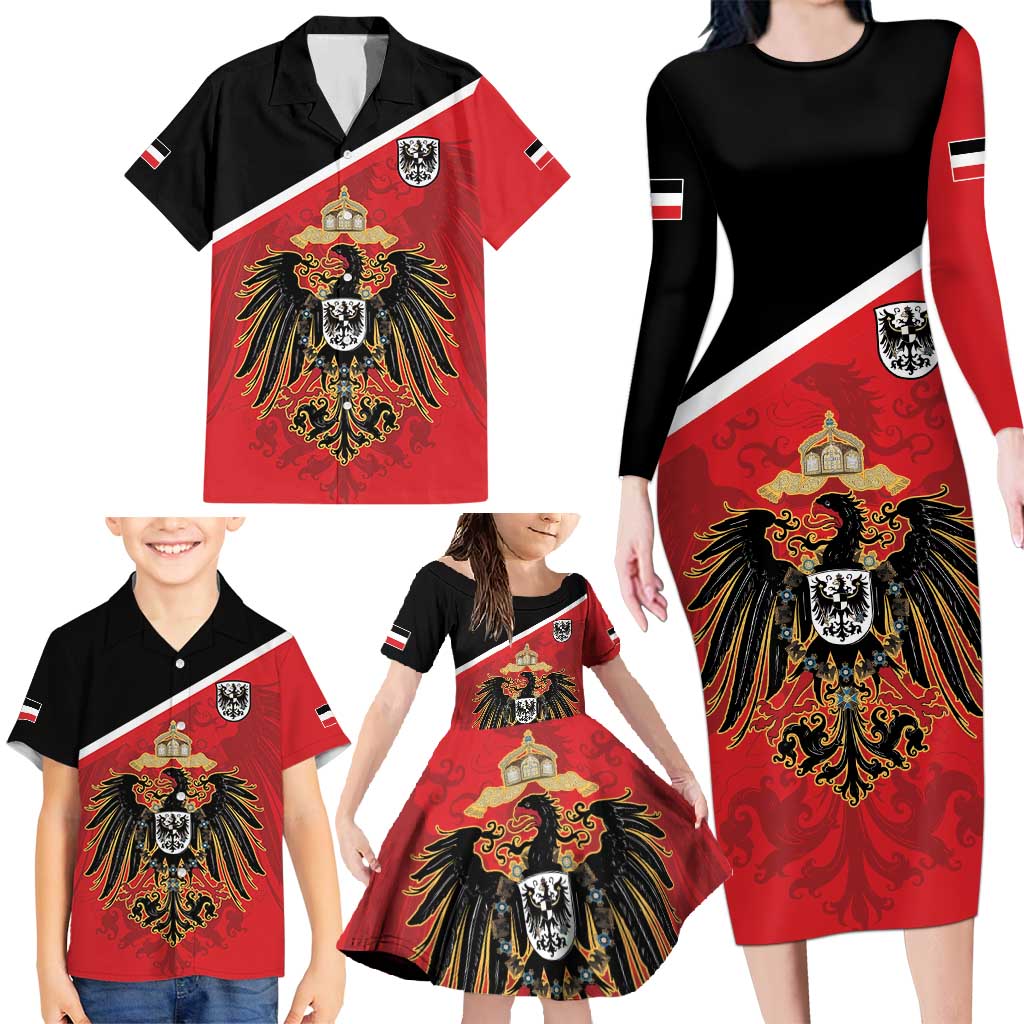 German Empire 1871-1918 Family Matching Long Sleeve Bodycon Dress and Hawaiian Shirt Flag Color Inspiration - Wonder Print Shop