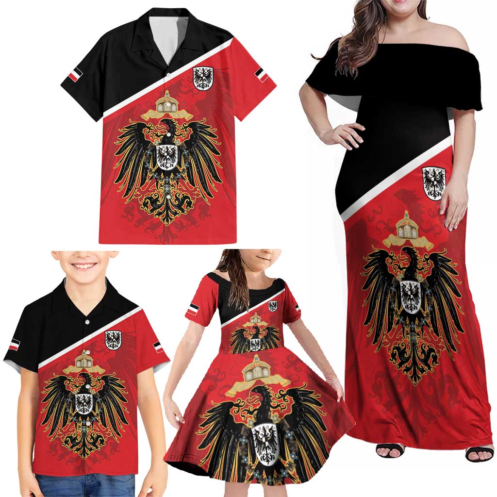 German Empire 1871-1918 Family Matching Off Shoulder Maxi Dress and Hawaiian Shirt Flag Color Inspiration - Wonder Print Shop