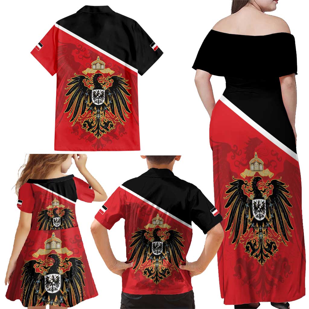 German Empire 1871-1918 Family Matching Off Shoulder Maxi Dress and Hawaiian Shirt Flag Color Inspiration - Wonder Print Shop