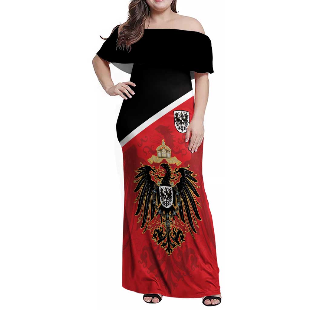 German Empire 1871-1918 Family Matching Off Shoulder Maxi Dress and Hawaiian Shirt Flag Color Inspiration - Wonder Print Shop