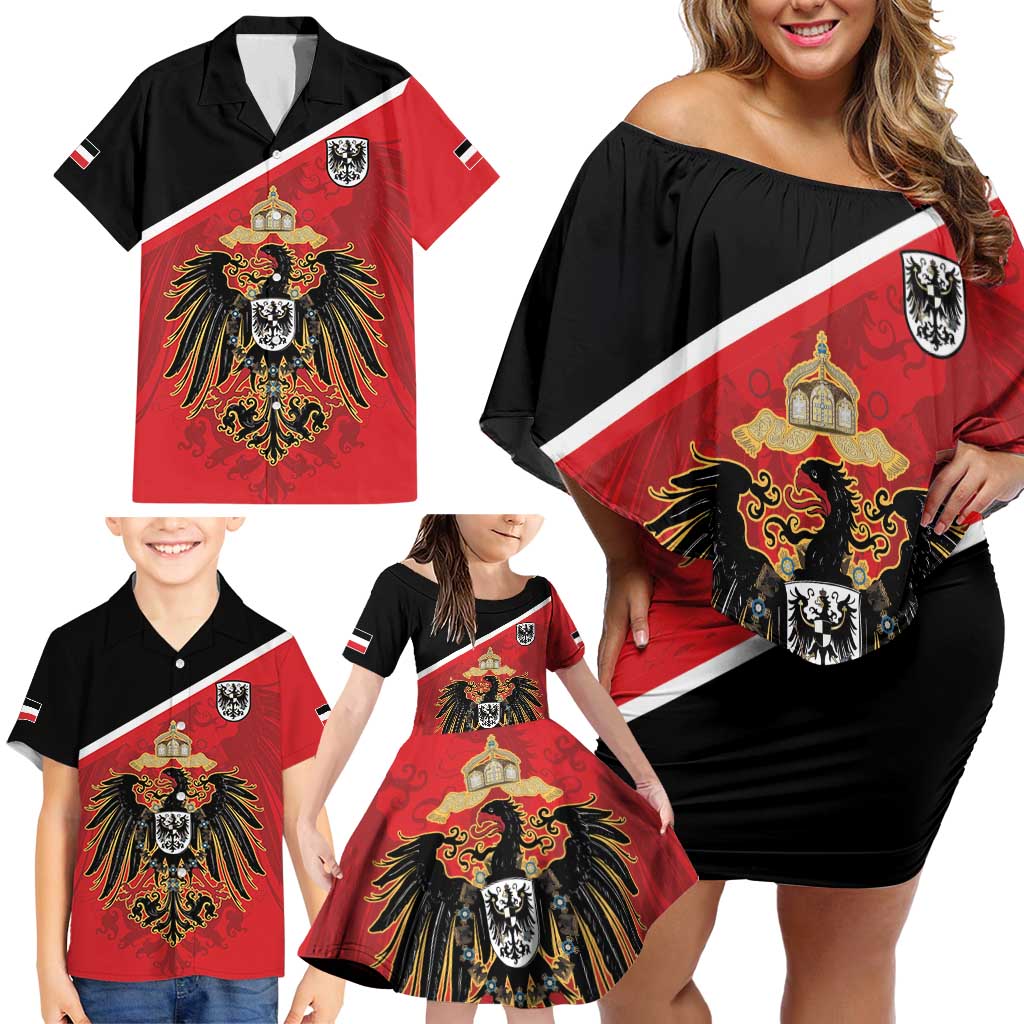 German Empire 1871-1918 Family Matching Off Shoulder Short Dress and Hawaiian Shirt Flag Color Inspiration - Wonder Print Shop