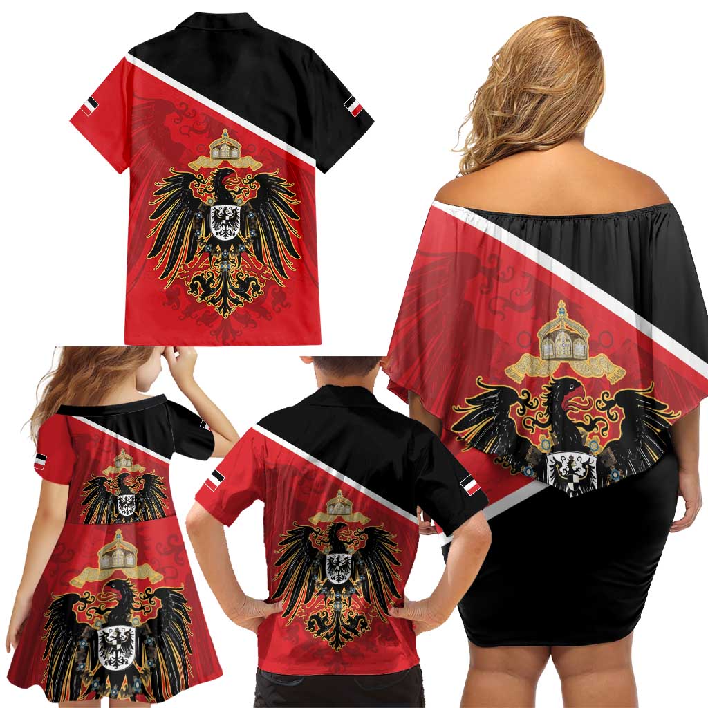 German Empire 1871-1918 Family Matching Off Shoulder Short Dress and Hawaiian Shirt Flag Color Inspiration - Wonder Print Shop