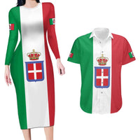 Personalized Italian Empire 1882-1960 Couples Matching Long Sleeve Bodycon Dress and Hawaiian Shirt Flag Color Inspiration - Wonder Print Shop