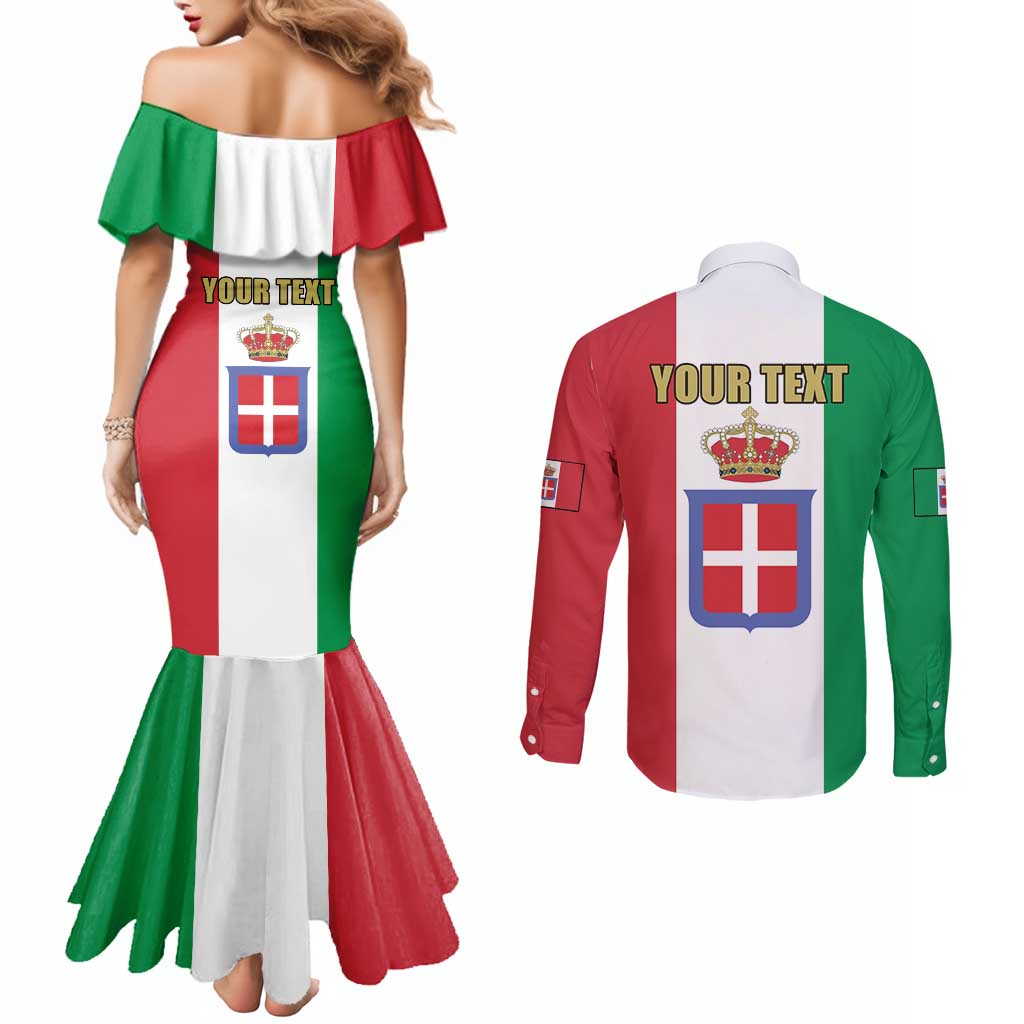 Personalized Italian Empire 1882-1960 Couples Matching Mermaid Dress and Long Sleeve Button Shirt Flag Color Inspiration - Wonder Print Shop