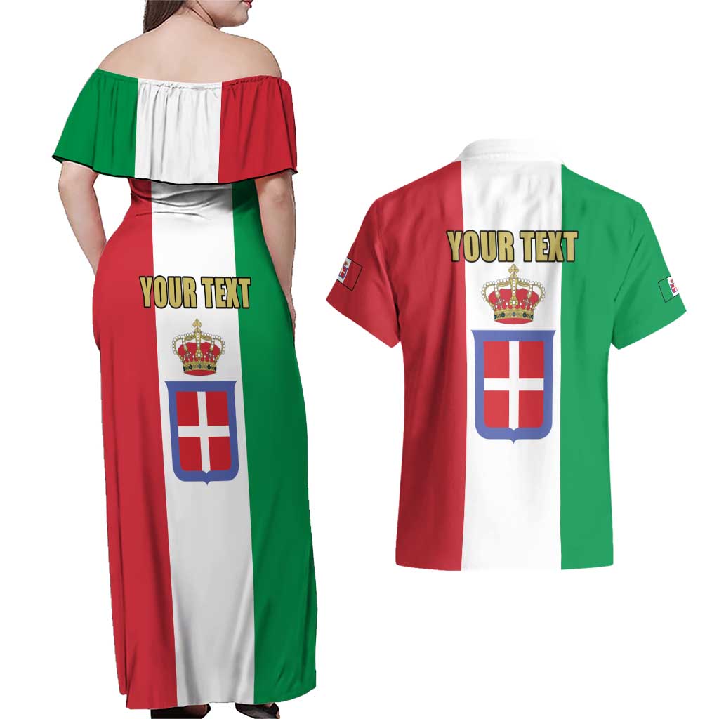 Personalized Italian Empire 1882-1960 Couples Matching Off Shoulder Maxi Dress and Hawaiian Shirt Flag Color Inspiration - Wonder Print Shop