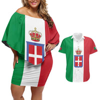 Personalized Italian Empire 1882-1960 Couples Matching Off Shoulder Short Dress and Hawaiian Shirt Flag Color Inspiration - Wonder Print Shop