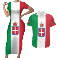 Personalized Italian Empire 1882-1960 Couples Matching Short Sleeve Bodycon Dress and Hawaiian Shirt Flag Color Inspiration - Wonder Print Shop