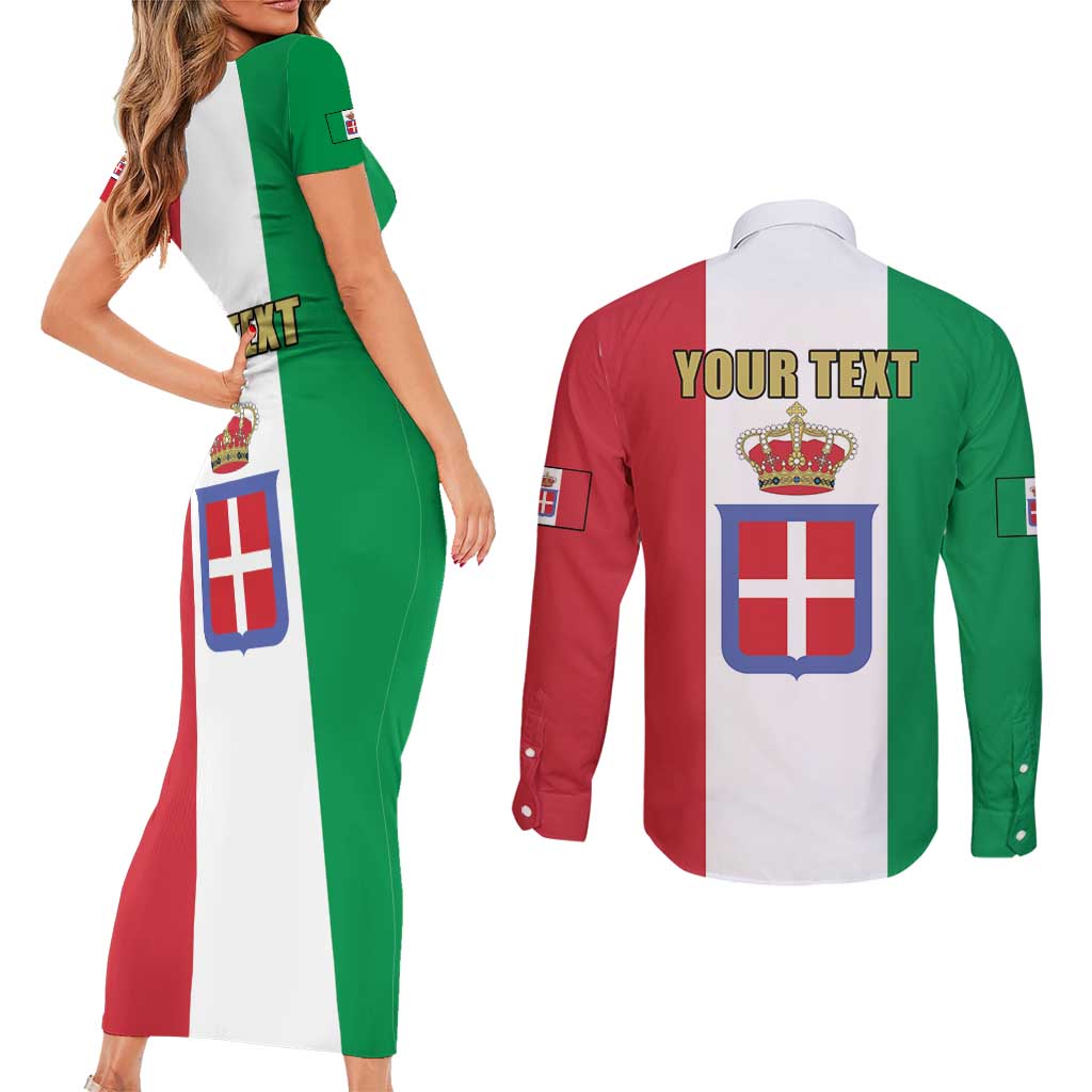 Personalized Italian Empire 1882-1960 Couples Matching Short Sleeve Bodycon Dress and Long Sleeve Button Shirt Flag Color Inspiration - Wonder Print Shop