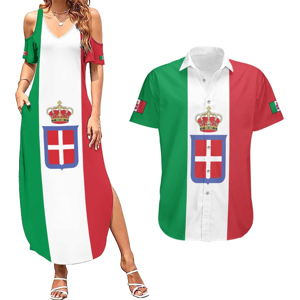 Personalized Italian Empire 1882-1960 Couples Matching Summer Maxi Dress and Hawaiian Shirt Flag Color Inspiration - Wonder Print Shop